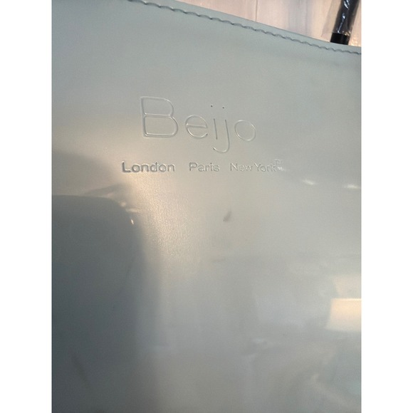 Beijo Shoulder Bag Womens Medium Blue Black Patent Y2K Structured Satchel - Picture 2 of 8